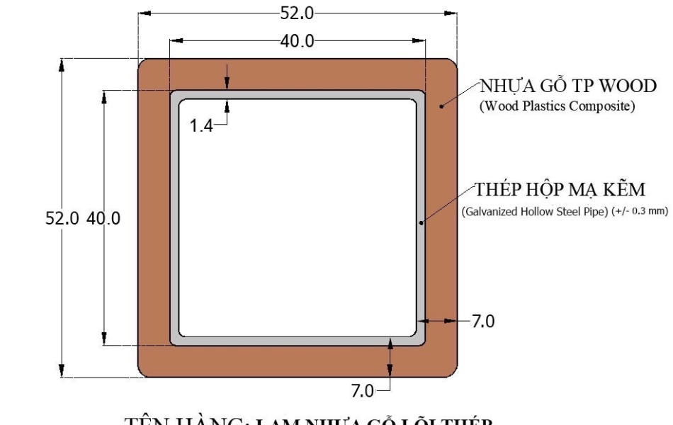 GỖ NHỰA LÕI THÉP ĐÚC SẴN SỬ DỤNG NGOÀI TRỜI (WPC STEEL)