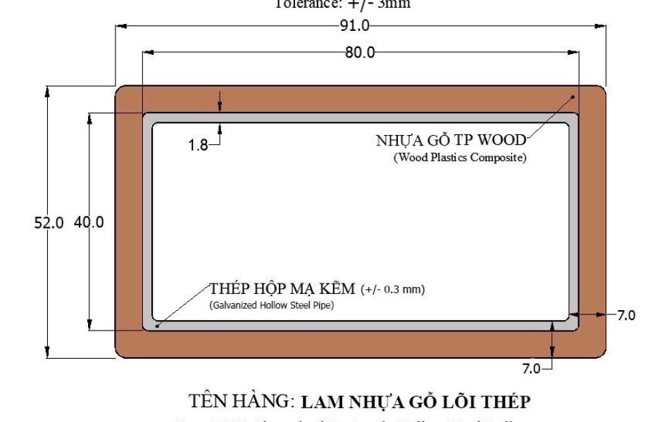 GỖ NHỰA LÕI THÉP ĐÚC SẴN SỬ DỤNG NGOÀI TRỜI (WPC STEEL)