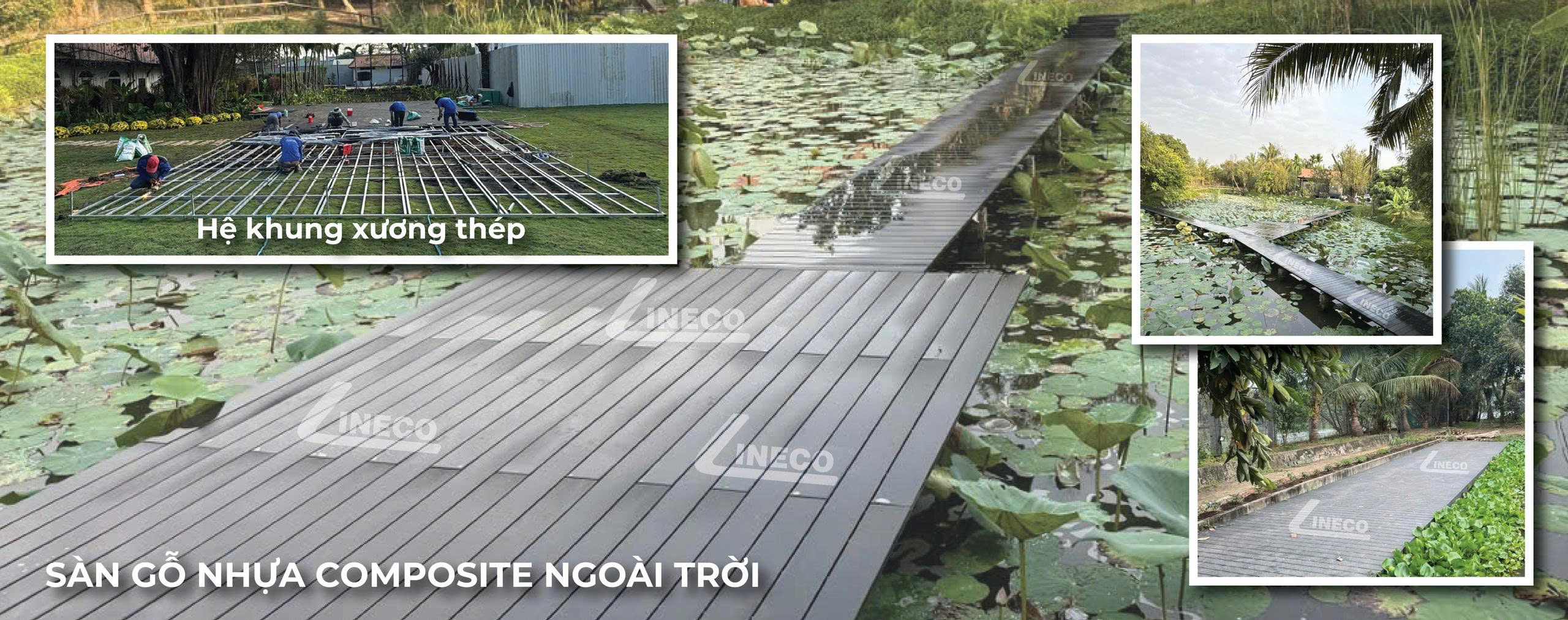 Sàn gỗ nhựa ngoài trời khu vực Ao Sen