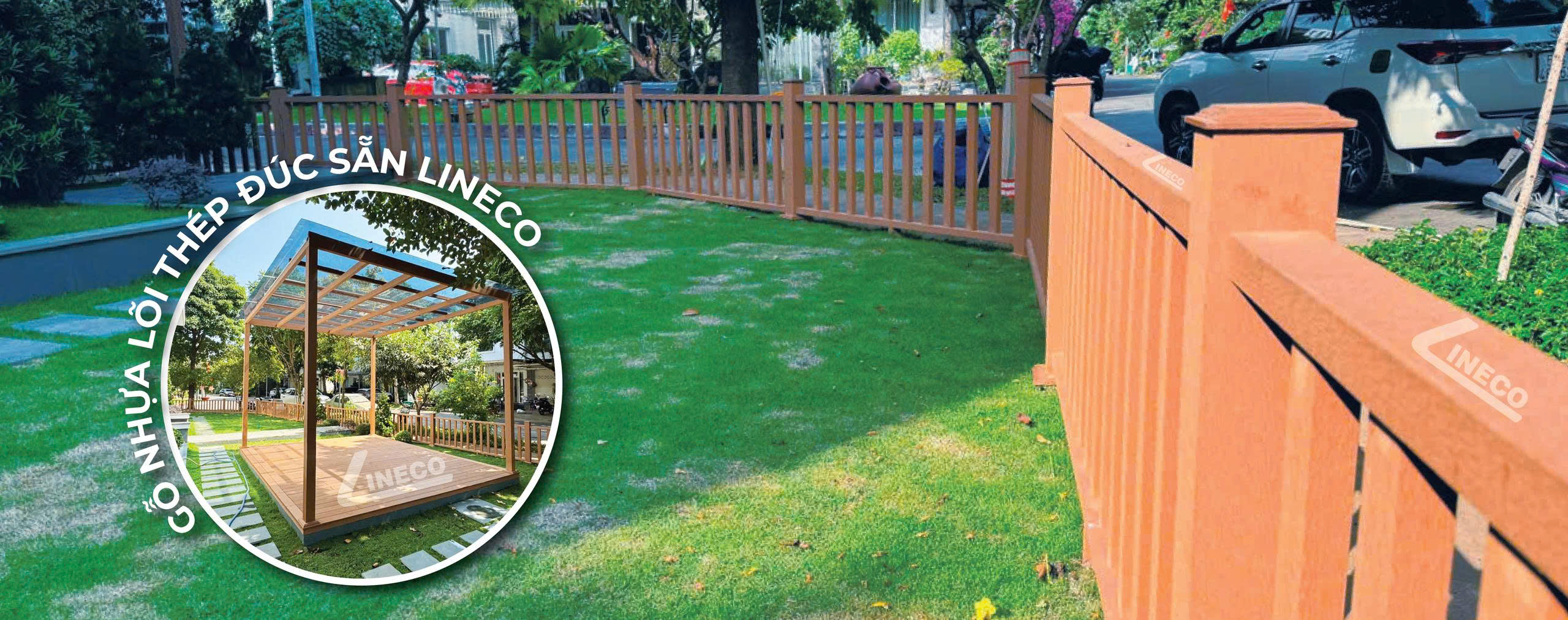 Hàng rào gỗ nhựa lõi thép đúc sẵn