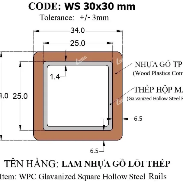 GỖ NHỰA LÕI THÉP ĐÚC SẴN SỬ DỤNG NGOÀI TRỜI (WPC STEEL)