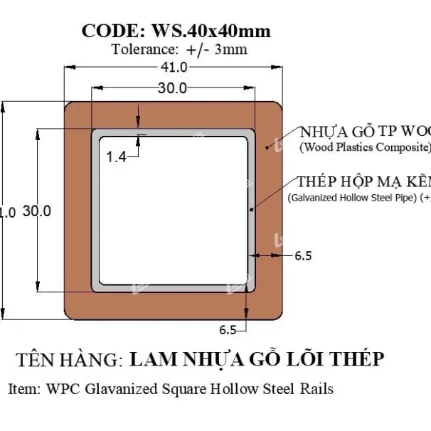 GỖ NHỰA LÕI THÉP ĐÚC SẴN SỬ DỤNG NGOÀI TRỜI (WPC STEEL)