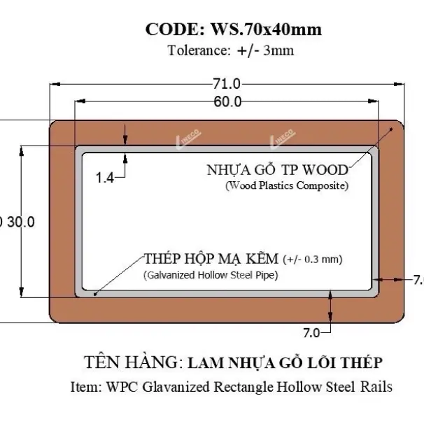 GỖ NHỰA LÕI THÉP ĐÚC SẴN SỬ DỤNG NGOÀI TRỜI (WPC STEEL)
